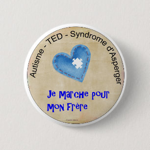 Macaroon I walk for my brother 2 Inch Round Button