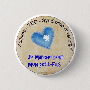 Macaroon I walk for my grandson 2 Inch Round Button