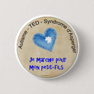 Macaroon I walk for my grandson 2 Inch Round Button