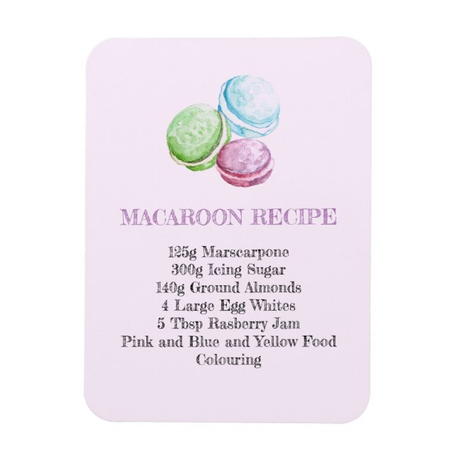 MACAROON RECIPE KITCHEN FLEXIBLE FRIDGE MAGNET (Vertical)