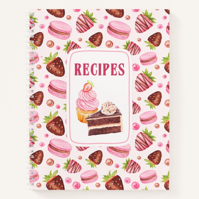 Macaroons Cake Cupcake Dessert Recipes  Notebook (Front)