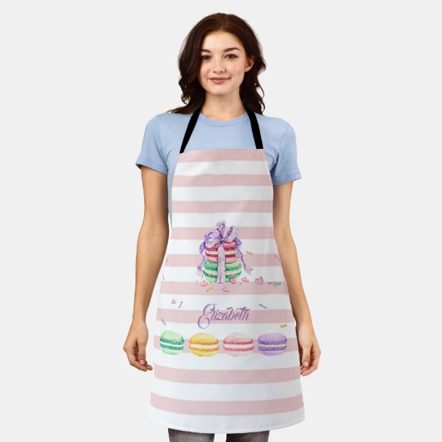 Macaroons,Pink Stripes Apron (Worn)