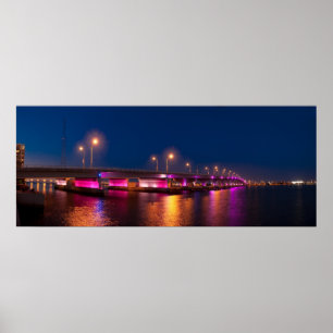 MacArthur Causeway at night - Poster