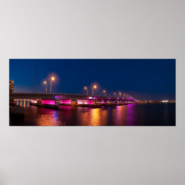 MacArthur Causeway la nuit - Poster (Devant)