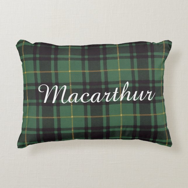 Macarthur clan Plaid Scottish tartan Decorative Pillow (Front)