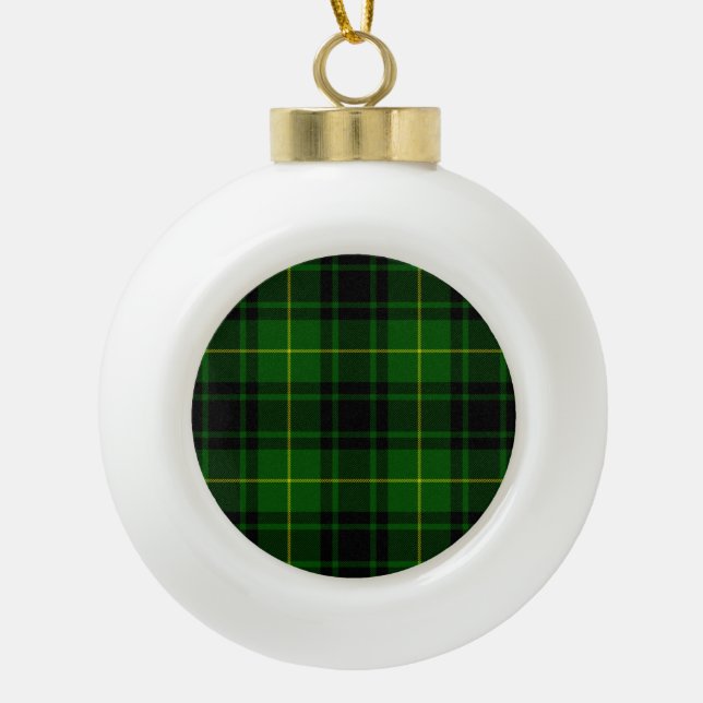 MacArthur tartan green plaid Ceramic Ball Christmas Ornament (Front)