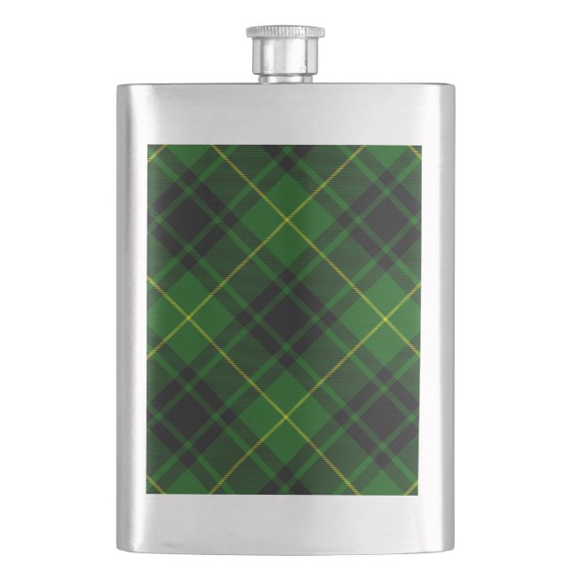 MacArthur tartan green plaid Hip Flask (Front)