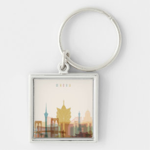 Macau, China City Skyline Keychain