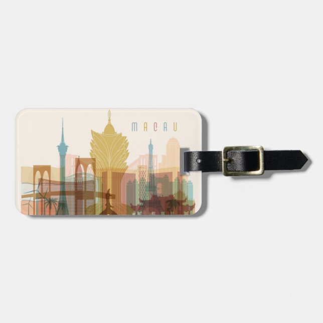 Macau, China | City Skyline Luggage Tag (Front Horizontal)