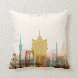 Macau, China City Skyline Throw Pillow