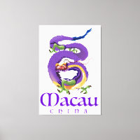 Macau China Dragon travel poster.