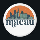 Macau China Vintage City Skyline Cityscape Art Magnet<br><div class="desc">Vintage and retro city design with beautiful skyline, tourist attraction and cityscape art. Cool skyscraper and building silhouette illustration merchandise for tourist and traveller. Perfect as souvenir to bring back home when travelling all around the world. Save the memory of your travel and vacation with family and friends. Background colour...</div>