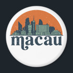 Macau China Vintage City Skyline Cityscape Art Magnet<br><div class="desc">Vintage and retro city design with beautiful skyline, tourist attraction and cityscape art. Cool skyscraper and building silhouette illustration merchandise for tourist and traveller. Perfect as souvenir to bring back home when travelling all around the world. Save the memory of your travel and vacation with family and friends. Background colour...</div>