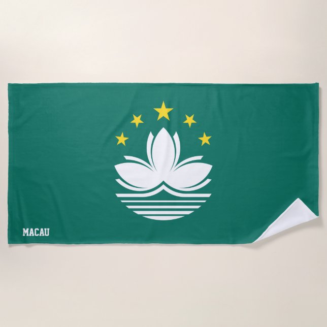 Macau Flag Splendid Patriotic Beach Towel (Front)