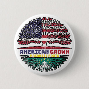 Macau Macanese American USA Tree Roots Flag 2 Inch Round Button