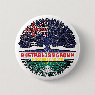 Macau Macanese Australian Australia Tree Roots 2 Inch Round Button