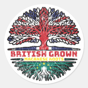 Macau Macanese British UK Tree Roots Flag Classic Round Sticker