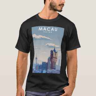 Macau Travel Poster Vintage Minimal Art Print  T-Shirt