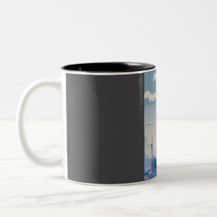 Macau Travel Poster Vintage Minimal Art Print Two-Tone Coffee Mug