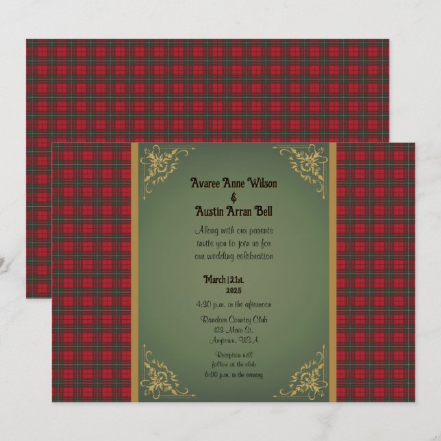 MacAuley Modern Original Scottish Tartan Wedding Invitation (Front/Back)