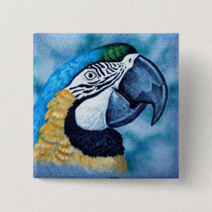 Macaw 2 Inch Square Button
