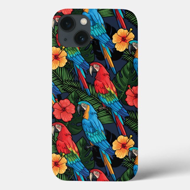 Macaw And Hibiscus Pattern Case-Mate iPhone Case (Back)