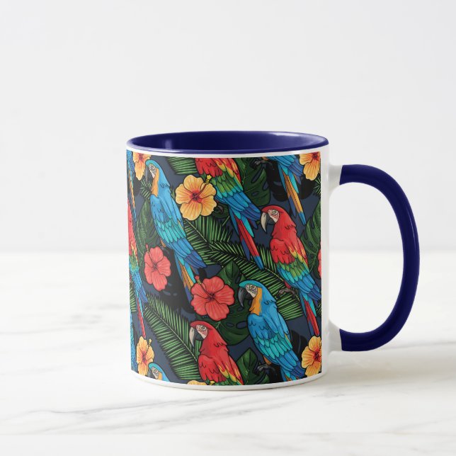 Macaw And Hibiscus Pattern Mug (Right)