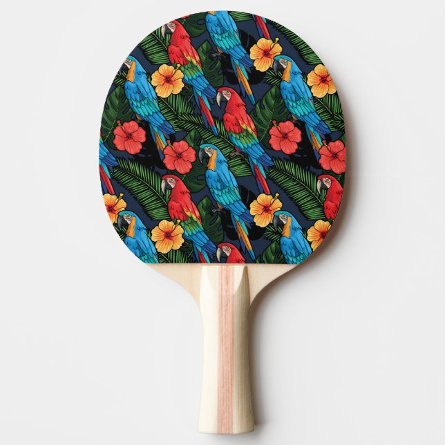 Macaw And Hibiscus Pattern Ping Pong Paddle (Front)