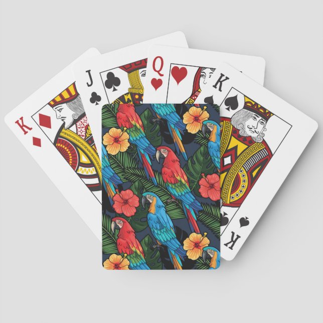 Macaw And Hibiscus Pattern Playing Cards (Back)