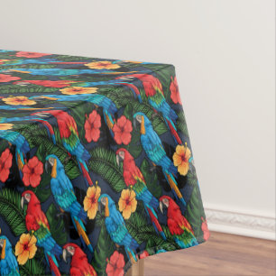 Macaw And Hibiscus Pattern Tablecloth