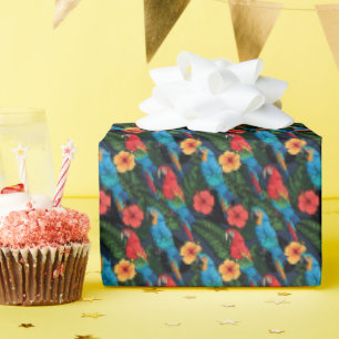 Macaw And Hibiscus Pattern Wrapping Paper