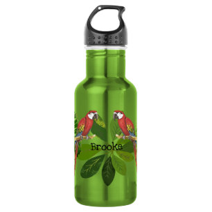 Macaw And Tropical Foliage Personalized 532 Ml Water Bottle