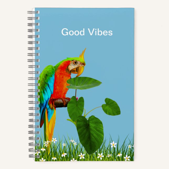 Macaw Bird and Plants Personalized Spiral Notebook (Front)