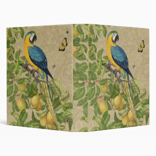Macaw Blue Yellow Tropical Jungle Antique Binder