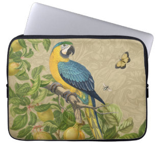 Macaw Blue Yellow Tropical Jungle Antique Laptop Sleeve