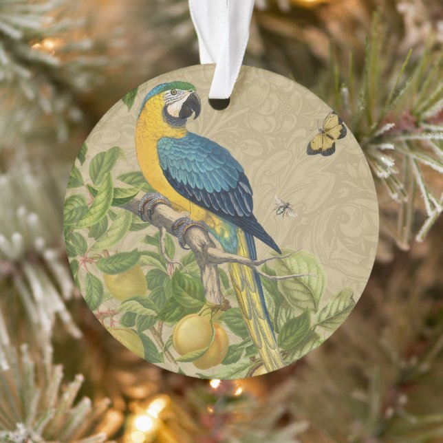 Macaw Blue Yellow Tropical Jungle Antique Ornament (Tree)
