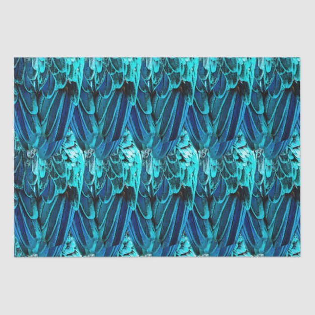  Macaw feather design in blue, watercolor abstract Tissue Paper (Front)