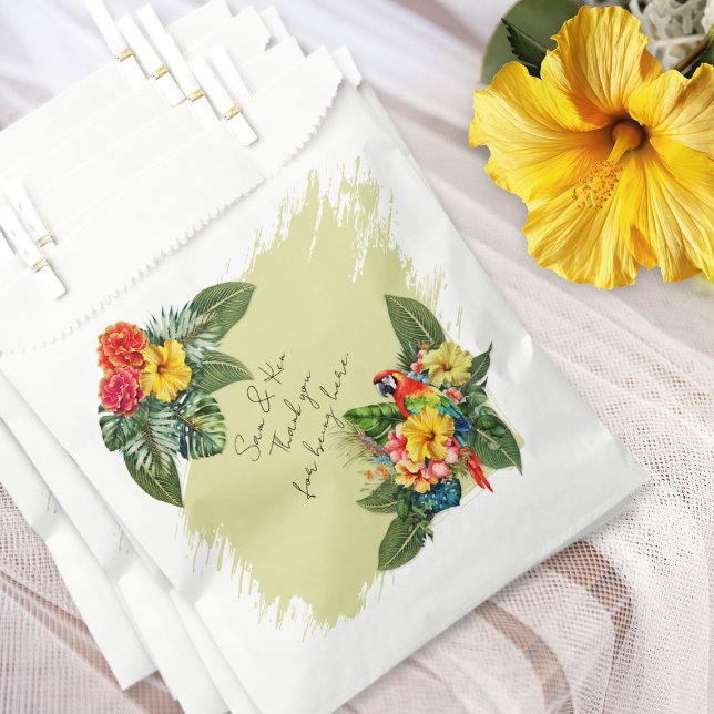 Macaw Hawaiian Flowers Tropical Wedding Favour Bag (Creator Uploaded)