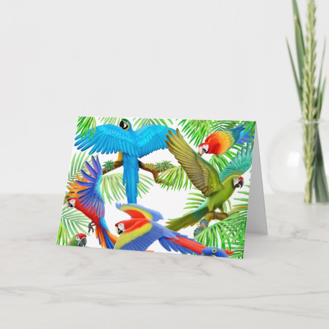 Macaw Jungle Greeting Card (Front)
