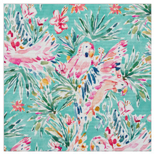 MACAW MOMENTO Colourful Tropical Parrots Fabric