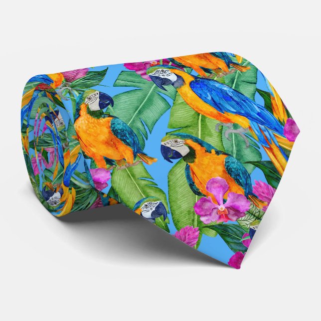 Macaw Neck Summer Blue Tie (Rolled)