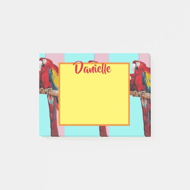 Macaw Parrot Art Womans Name Post It Notes (Front)