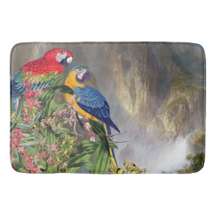 Macaw Parrot Birds Wildlife Waterfall Bathmat
