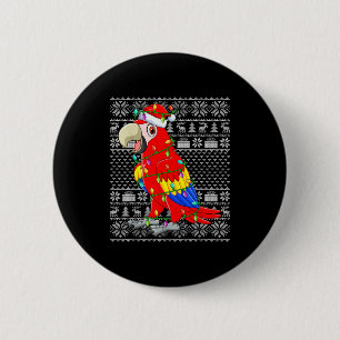 Macaw Parrot Christmas Lights Ugly Sweater Funny B 2 Inch Round Button
