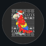 Macaw Parrot Christmas Lights Ugly Sweater Funny B Classic Round Sticker<br><div class="desc">Macaw Parrot Christmas Lights Ugly Sweater Funny Bird Xmas</div>