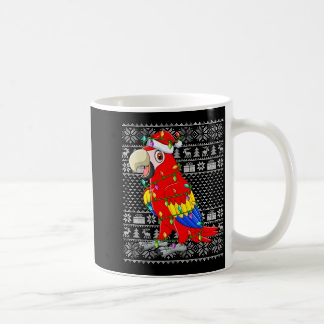 Macaw Parrot Christmas Lights Ugly Sweater Funny B Coffee Mug (Right)