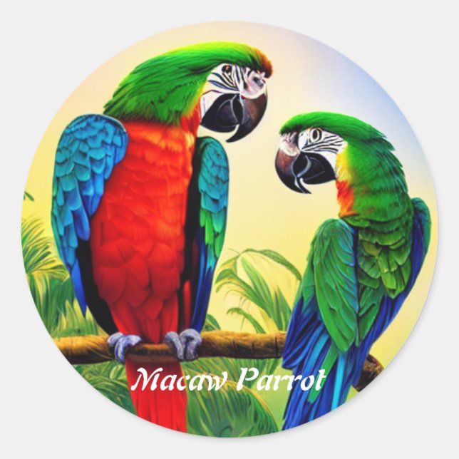 Macaw Parrot Classic Round Sticker (Front)