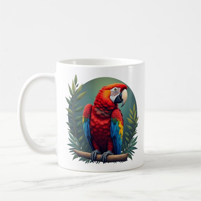 Macaw Parrot Coffee Mug – Colourful Tropical Bird (Left)