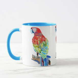 Macaw Parrot colourful birds Watercolour Mug Blue