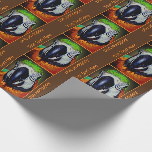 Macaw Parrot Face Bird Art Personalized Wrapping Paper (Corner)